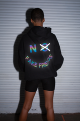 NO FAKE FRIENDS HOODIE - AURORA REFLECTIVE BLACK
