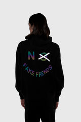 NO FAKE FRIENDS HOODIE, HALF SHADOW HOODIE, HOODIE, BLACK HOODIE, OVERSIZED HOODIE, BLACK LOGO HOODIE, BLACK PULLOVER, HALF SHADOW HOMIES, NO FAKE FRIENDS, 3M HOODIE, REFLECTIVE HOODIE