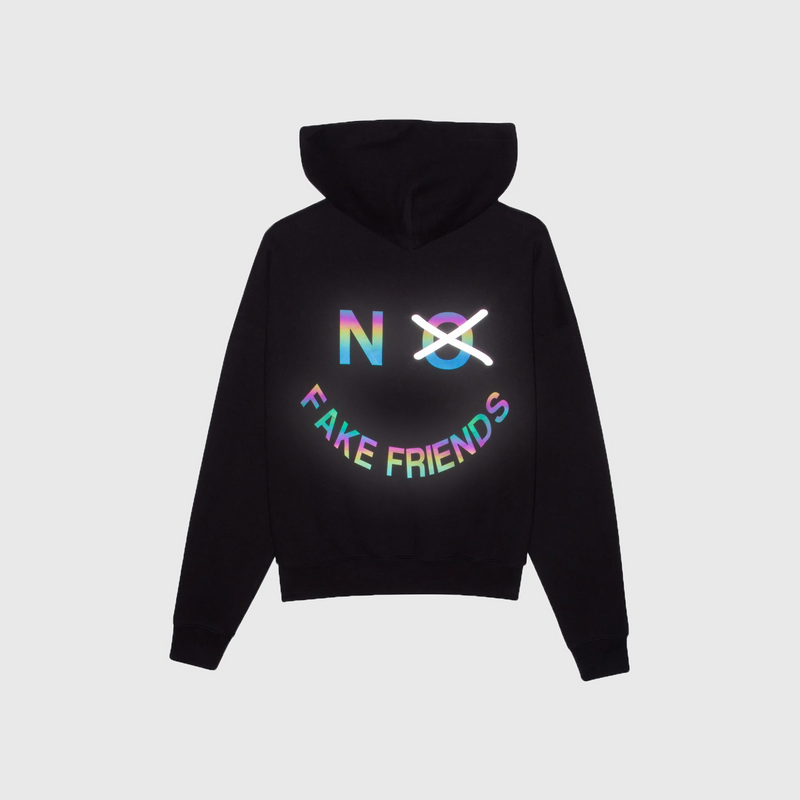 NO FAKE FRIENDS HOODIE - AURORA REFLECTIVE BLACK